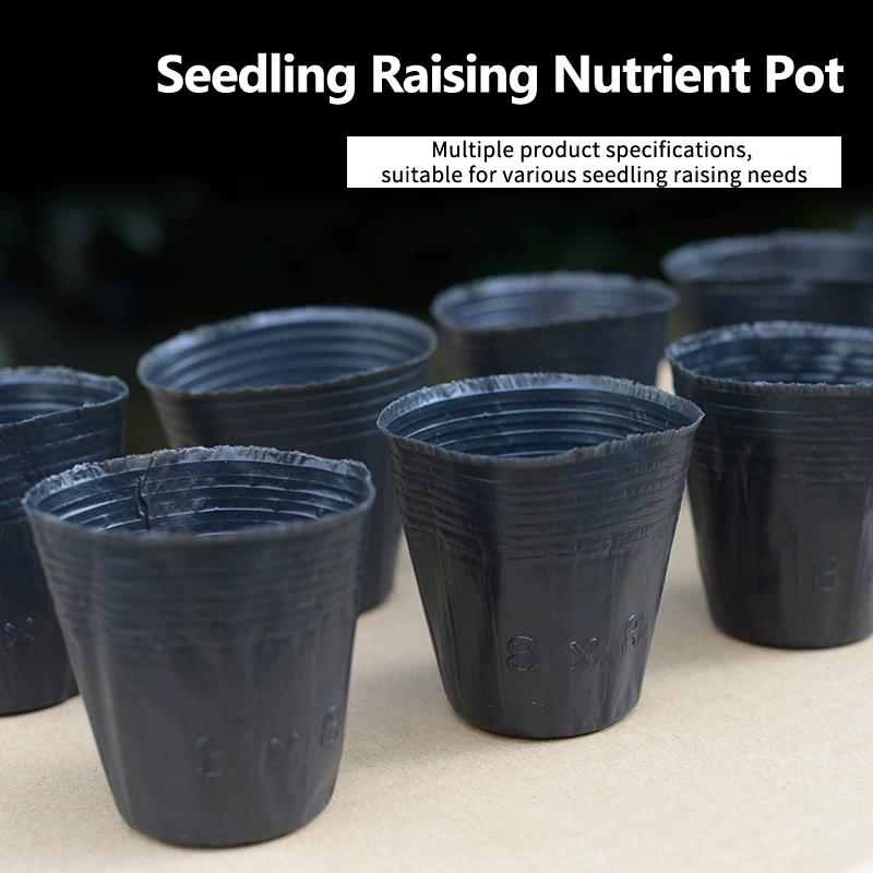 10/30/50/100pcs Plastic Black Seedling Nursery Pots Planting Pot Transplant Breathable Cup Grow Bag Garden Seedling Planting Cup