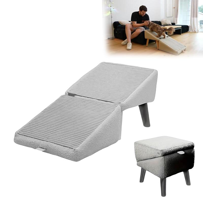 Large Pet Steps, 13.8" High, Lightweight and Foldable, Split Ottoman Design Dog Ramp for Beds and Couches