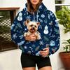 Women's Fashion Christmas Print Pullover Hoodie with Large Pet Pocket for Casual Wear