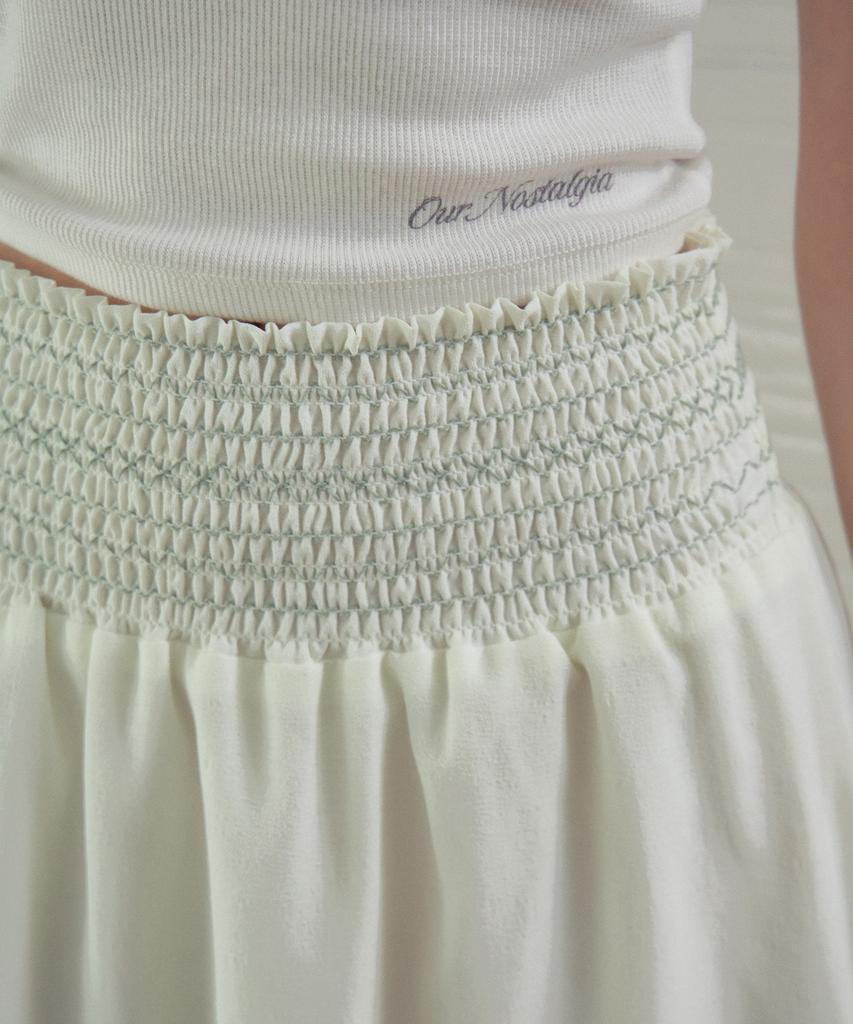Aueonoseuteljia Linen Smocked Skirt_Cream(Ob6Sk06)