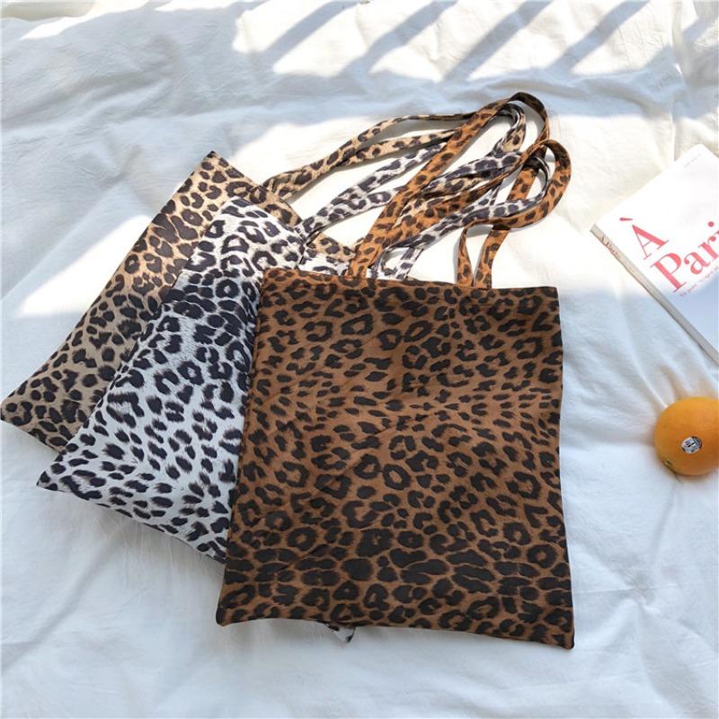Leopard print soft cloth tote bag large capacity niche design shoulder bag casual personality zebra pattern commuter bag women