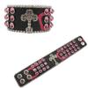 Cross-set Diamond Design Rhinestone Bracelet with Hip-hop Trendy PU Leather Bracelet Design