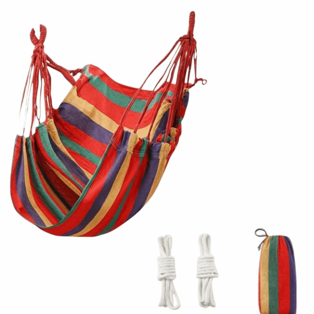 Colorful Stripe Hammock Chair Anti-Rollove Canvas Swing Durable Canvas Hanging Chair  Indoor