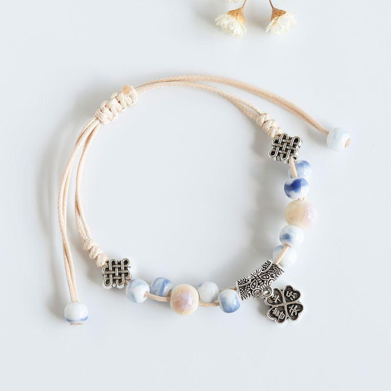 

Браслет из свежей керамики в стиле Мори, фарфор Цзиндэчжэнь, бусины-розы, плетеный ручной ремешок, студенческий браслет, нишевый стиль, культурный креативный подарок, браслет Peace and joy