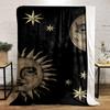 Sun and Moon with Gold Stars Design Patterned Flannel Blanket Perfect for the Bedroom Living Room, Sofa, or a Little Nap