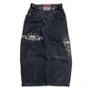 Blugi din Denim cu Imprimeu Grafic Hip Hop, Croială Largă, pentru Bărbați, Stil Y2K Harajuku, Pantaloni cu Picior Drept