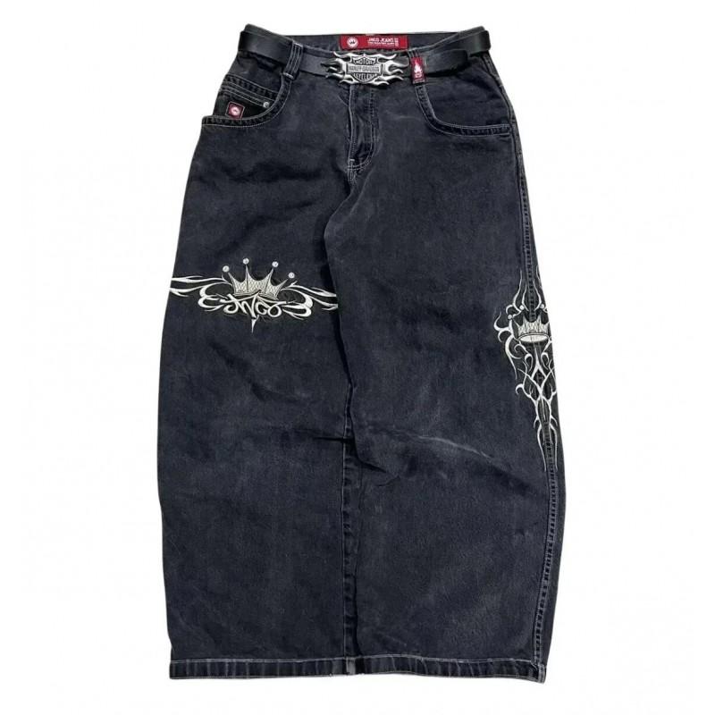 Blugi din Denim cu Imprimeu Grafic Hip Hop, Croială Largă, pentru Bărbați, Stil Y2K Harajuku, Pantaloni cu Picior Drept