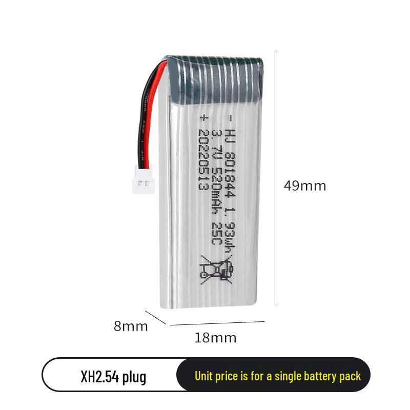 3.7V 520mAh Lithium Battery for H107P Model Aircraft and Remote Control Quadcopter 801844 Drone Accessories