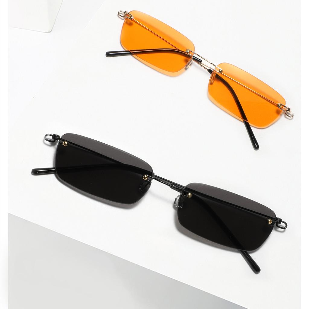 Okulary Bezramkowe Jasny Kolor Kwadratowe Małe Oprawki Okulary Przeciwsłoneczne Męskie Metalowe Nóżki Kolorowe Soczewki Okulary Przeciwsłoneczne Damskie Ins