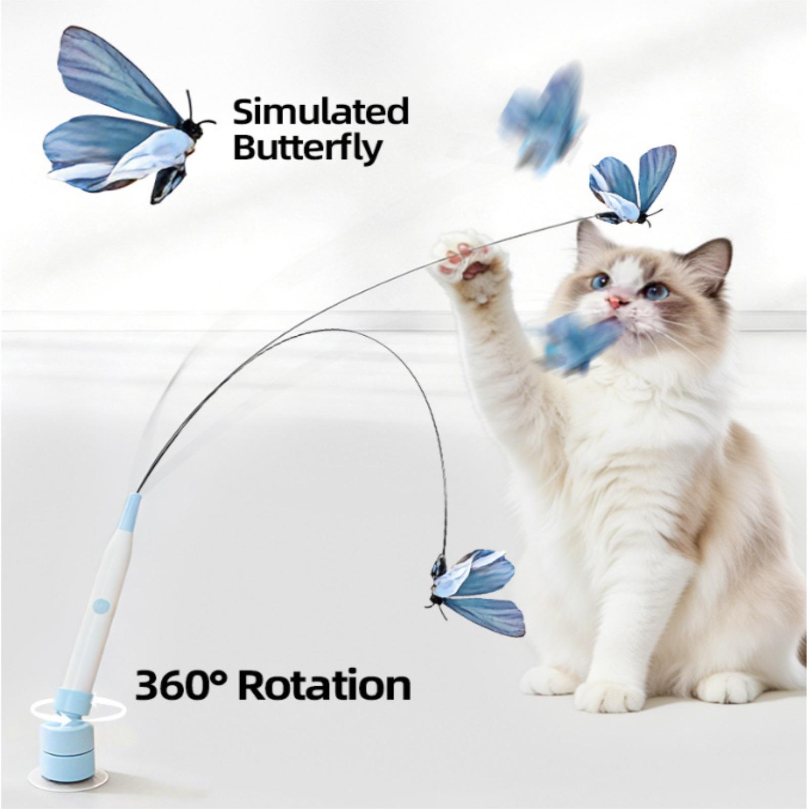 

2-in-1 Automatic Cats Teaser Wand With Suction Cup - Interactive Butterfly Cats Toy For Indoor Cats, Hands-Free & Handheld Play One Size