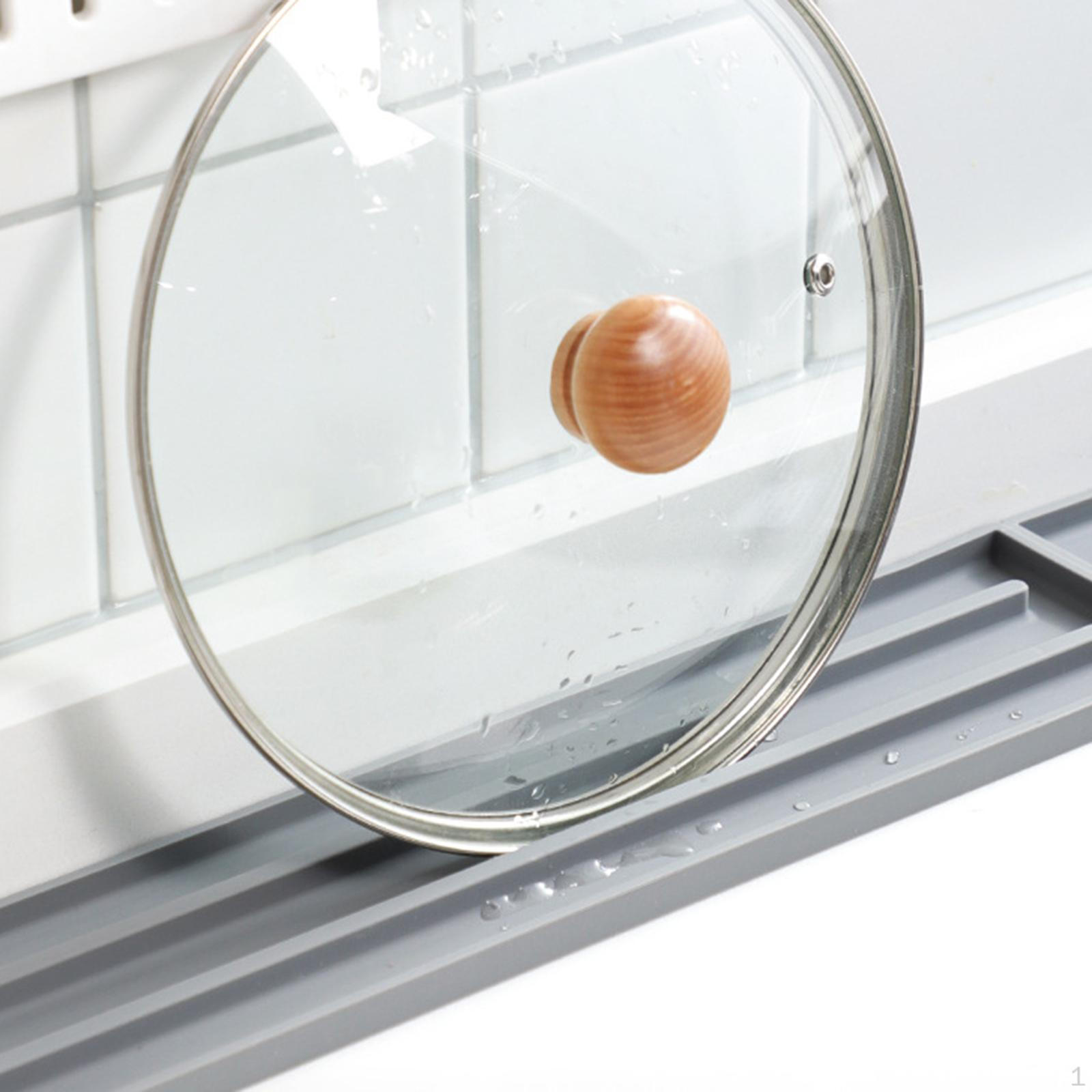 

Настольная подставка для крышек от кастрюль Силиконовый коврик для сушки Эффективный отвод воды Портативный Термостойкий Gray