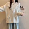 Autumn Winter Solid Color Pullover Women's Korean Style Casual Sweater Round Neck Loose Bottoming Shirt Top