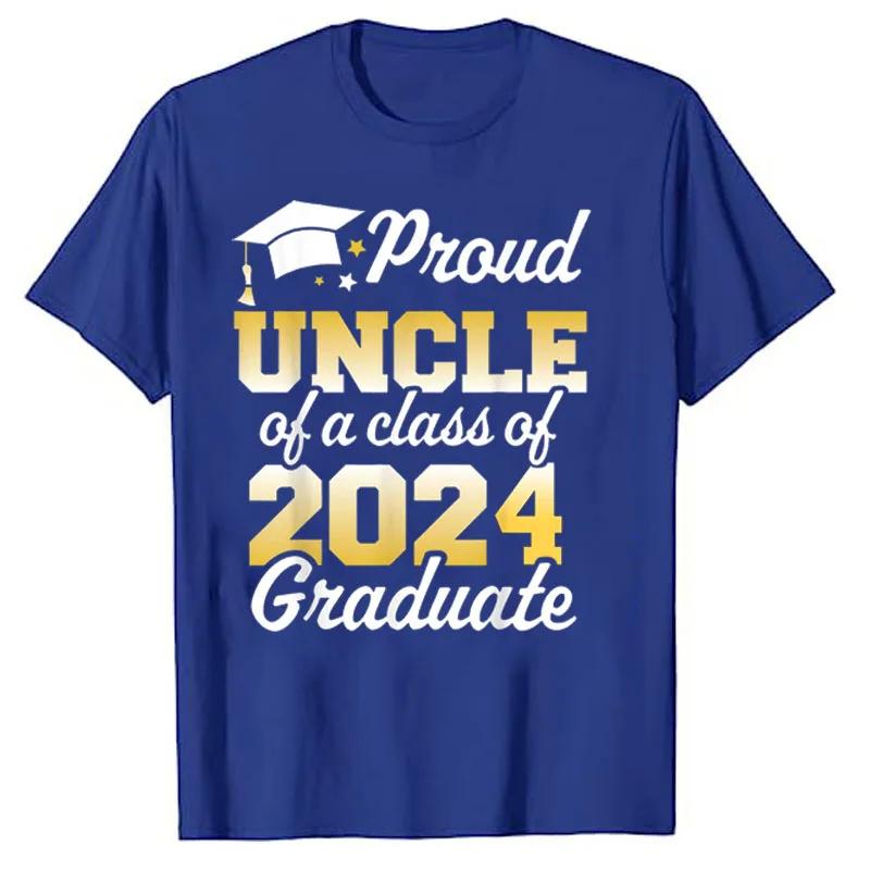 Proud Mom of A Class of 2024 Graduate Mother Senior Family T-Shirt Funny Dad Aunt Uncle Grandma Grandpa Sister Brother Tee Tops