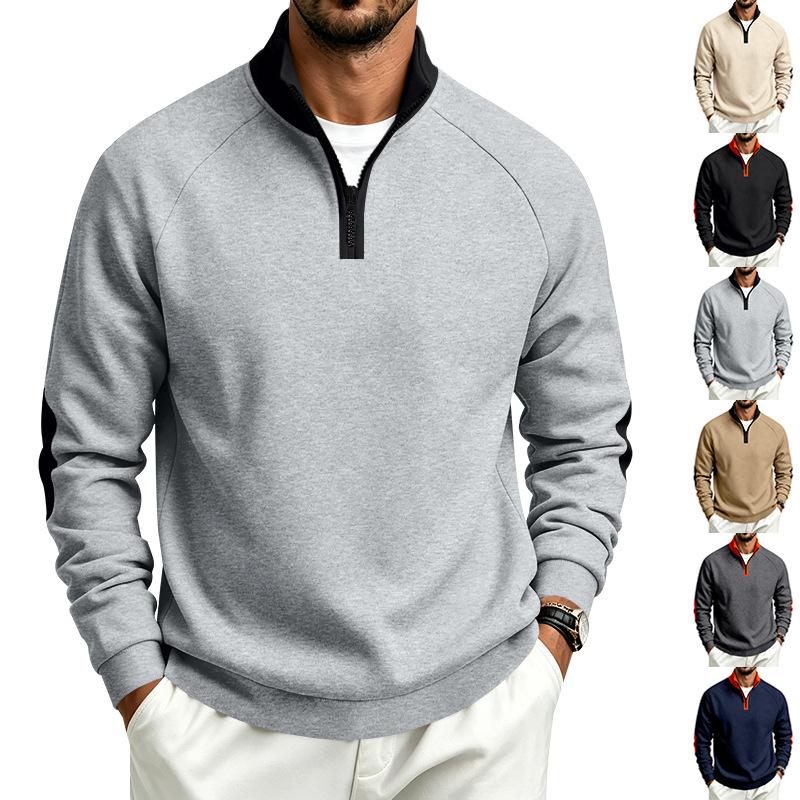Men S Loose Stand Collar Fleece Zip Up Casual Sweatshirt
