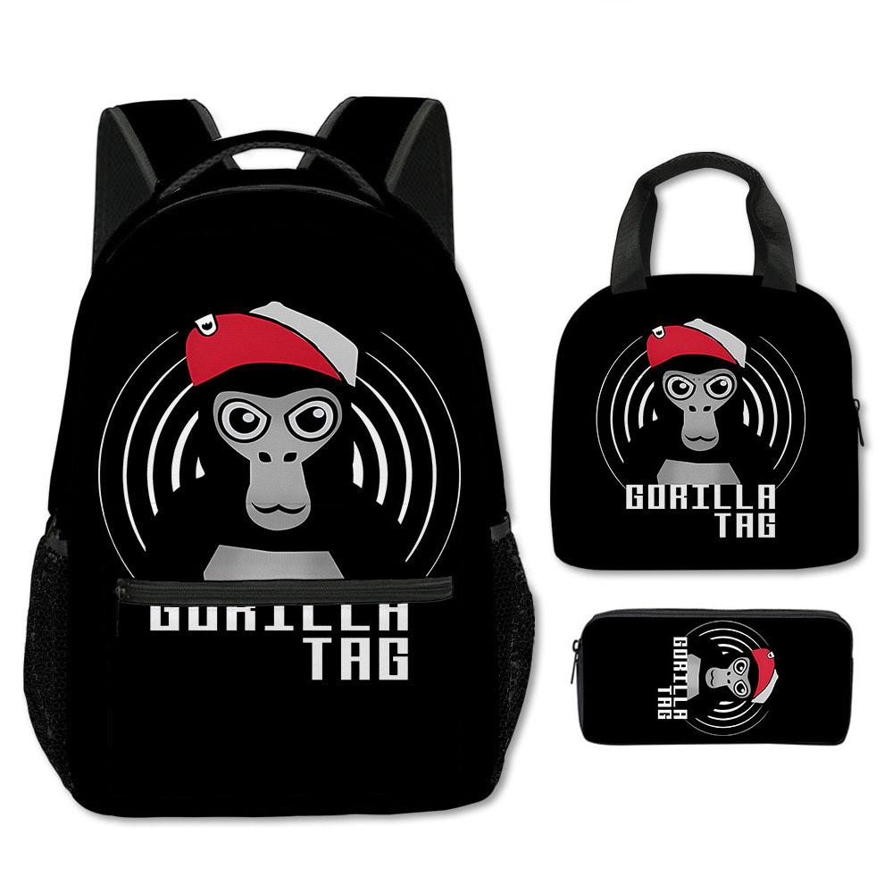 Fashion Novelty Cool Novelty Gorilla tag 3D Print 3pcs/Set Student School Bags Laptop Backpack Crossbody Lunch bag Pencil Case