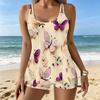 Costume da Bagno da Donna Tankini 2 Pezzi Costume da Bagno Colorato Motivo Farfalle Fiori Costumi da Bagno per le Vacanze