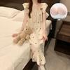 Women's Sweet Fairy Style Thin Cloud Cotton Camisole Nightgown with Built-in Bra for Indoor and Outdoor Wear