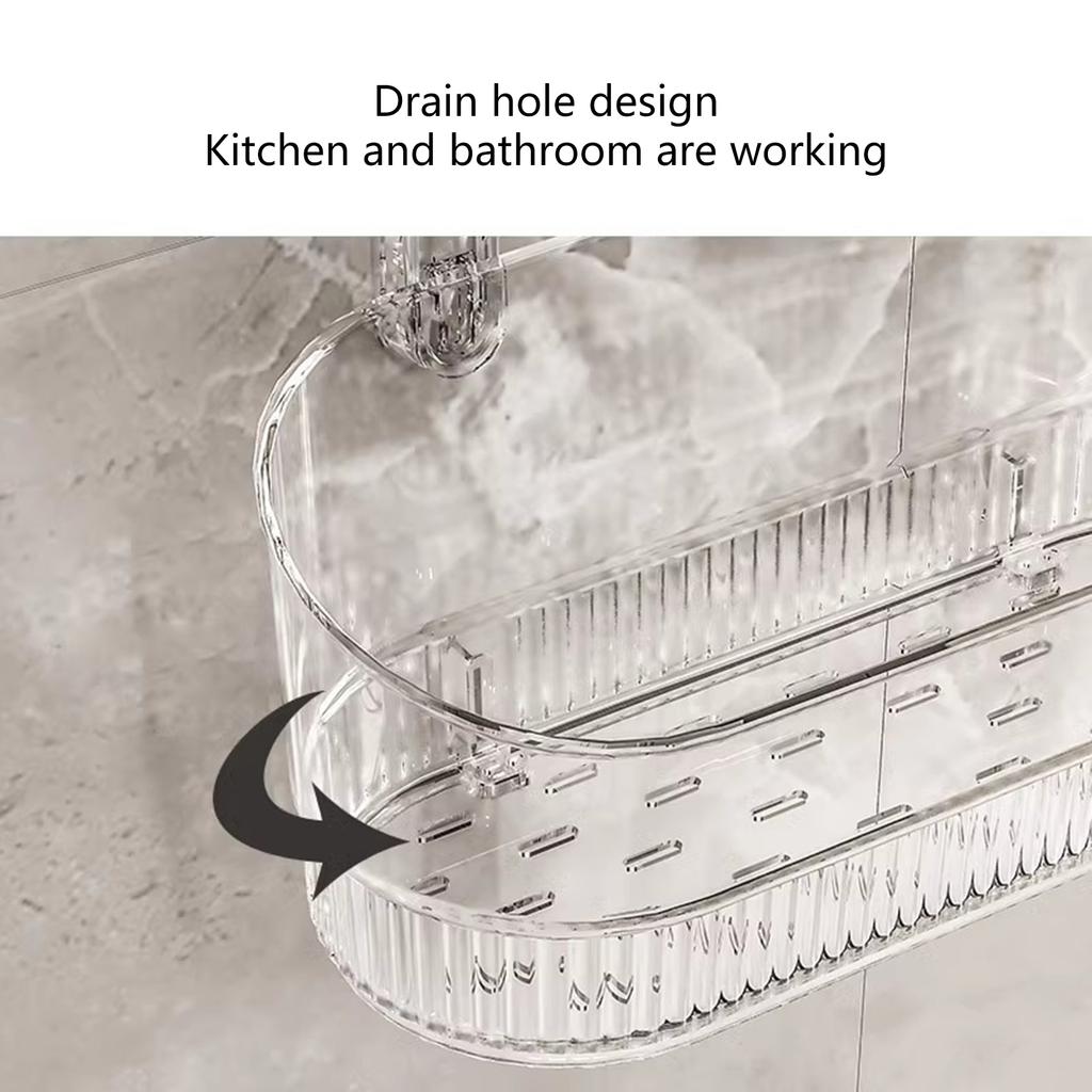 Heavy Duty Suction Cup Storage Box Wall Mount Bathroom Cosmetics Holder Transparent Shelf for Bathroom and Kitchen Use