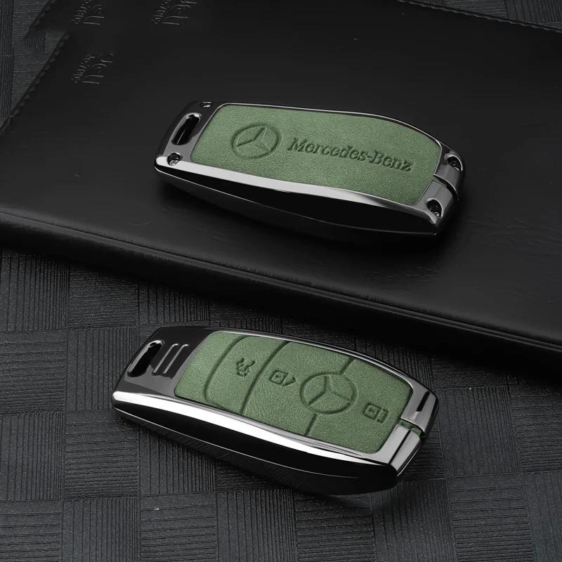 FIQ4 2025 New Suede Car Remote Key Case Fob Cover Shell For Mercedes Benz A C E S G Class GLC CLE CLA GLB GLS W177 W205 W213 W222 X16