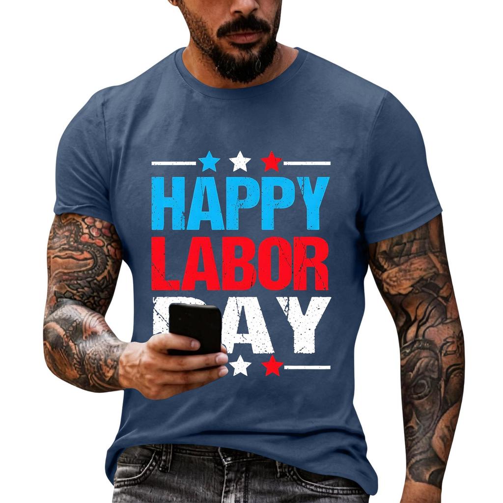 Men's Casual Loose Fit Short Sleeve T-Shirt Crew Neck Printed Graphic Tee Summer Top for Everyday Wear