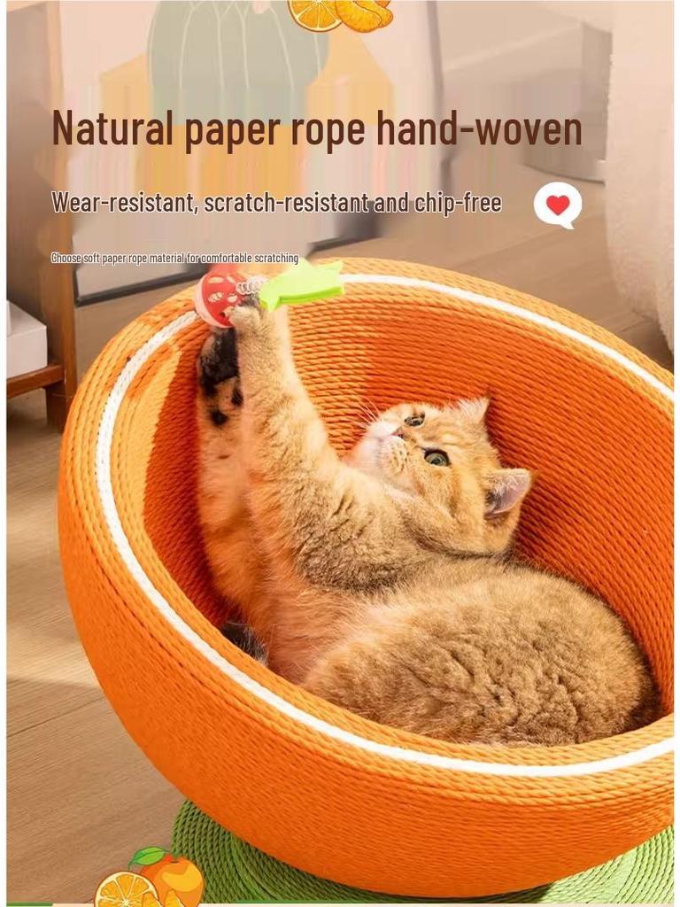 Round Summer Cat Bed & Scratcher: Sisal, Non-Shedding, Wear & Scratch-Resistant