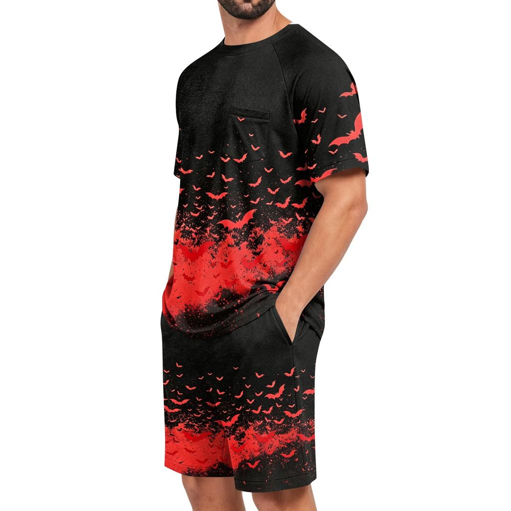 Men's Halloween Pajama Set with Fun Print, Relaxed Fit Sleepwear for Holiday