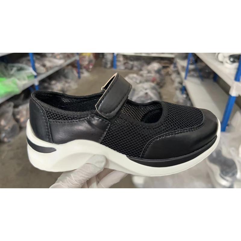 Cross-border new foreign trade casual single shoes women's thick-soled fly-woven breathable Velcro casual mesh large-size women's shoes