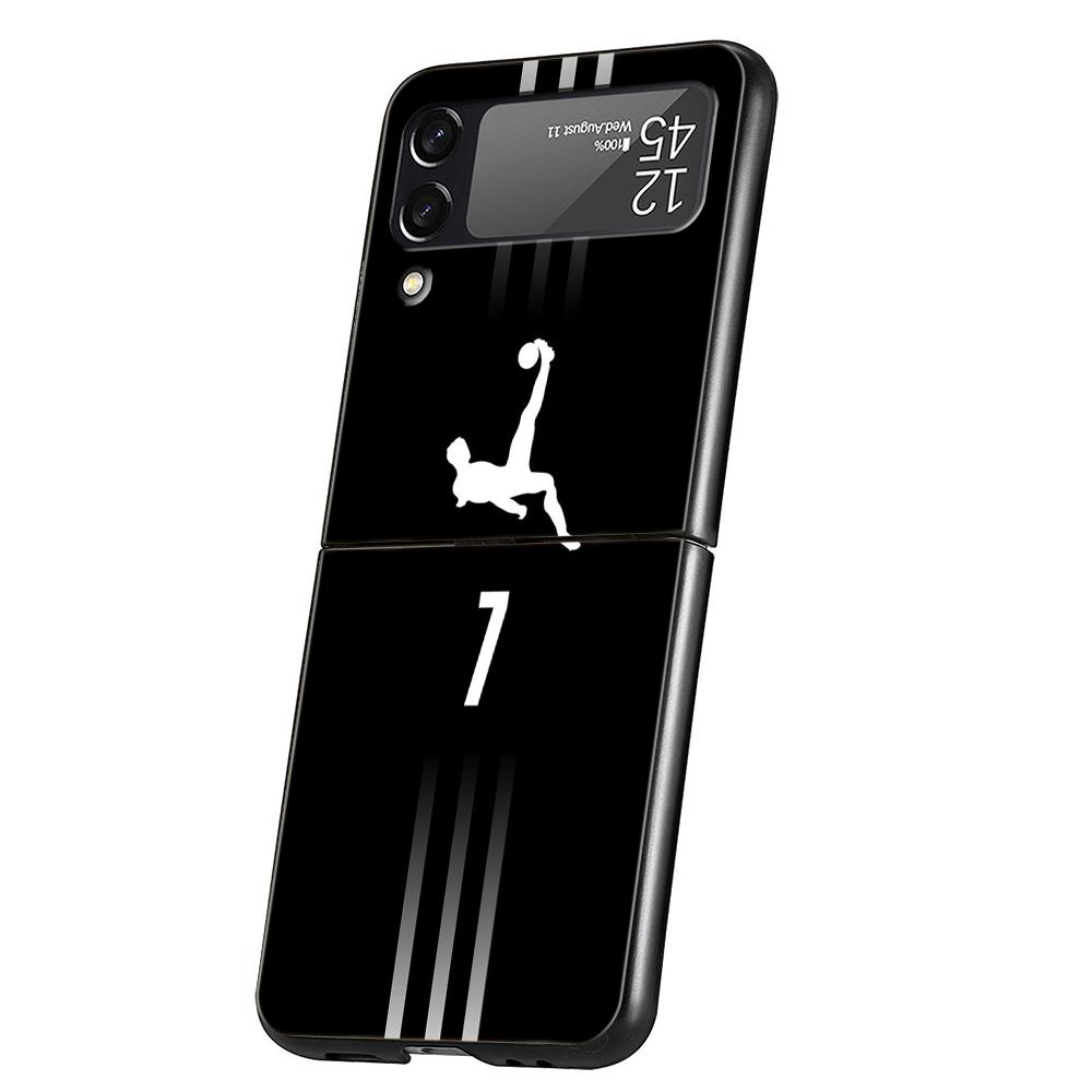 FootBall Number Phone Cover For Samsung Galaxy Z Flip 4 Case Black For Samsung Z Flip 3 Hard PC Luxury Foldable Shell Fundas Bag