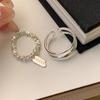 Vintage 925 Silver-Plated Layered Broken Silver Ring Adjustable Statement Jewelry Party Birthday Gift for Women