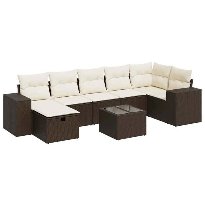 VidaXL Garden Lounge Set 8 Pcs with Brown Cushions Wicker 3325719