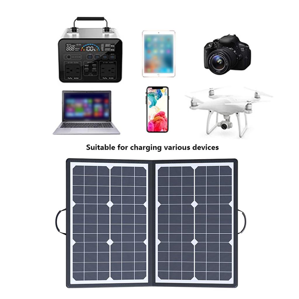 40W Solar Panel Outdoor Power Storage for Cell Phones Foldable IP67 Waterproof Rating With Carrying Handle and Support Bracket