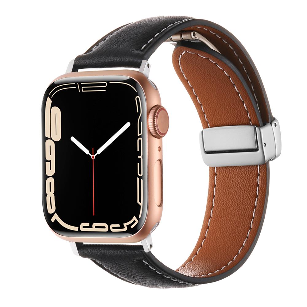 Crazy Horse Magnetic Buckle Women's Genuine Leather Watch Strap,For Apple Watch 42mm 44mm 45mm 49mm iWatch S10 46mm