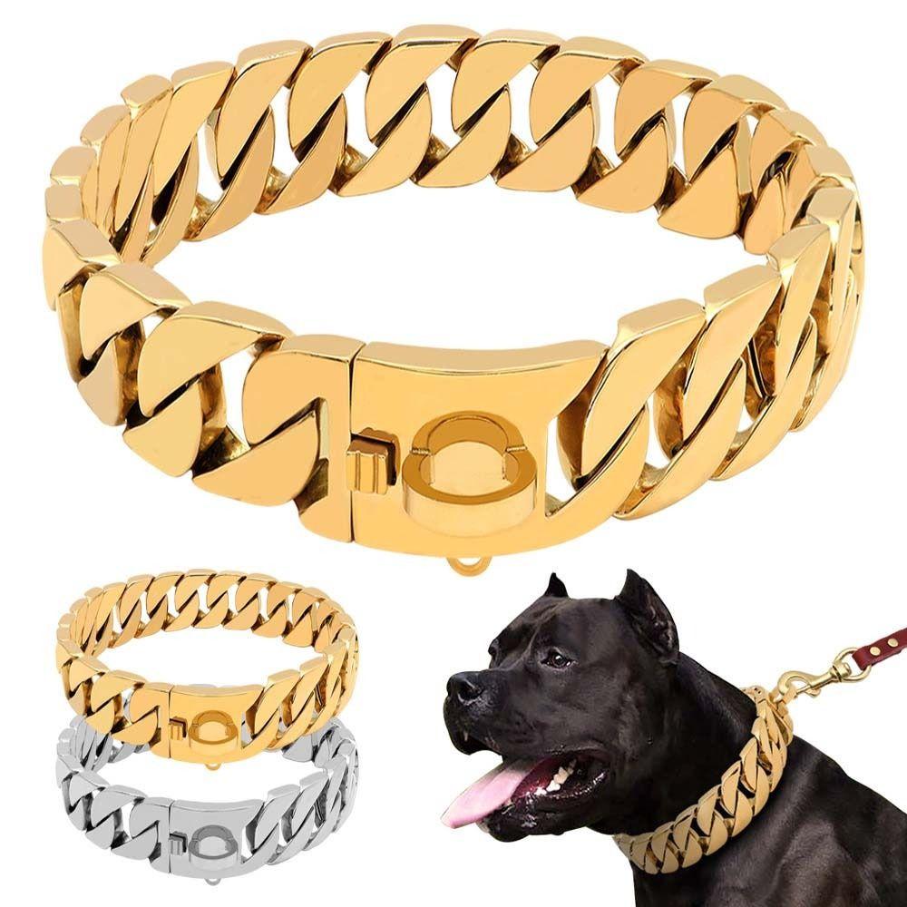 Titanium Golden Silver Cathrow Large Gold Chain Pet Collar Pet Supplies Dog Chain Dog Necklace