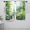 2PCS Digital Print Curtain, Watercolor Bamboo Forest Mountain Landscape, Oriental Zen Style for Living Room Bedroom Decor