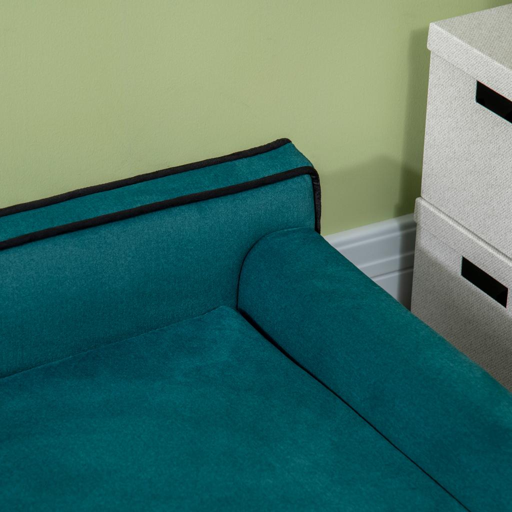 Dog Cat Sofa Scandinavian Design Removable Soft Cushion Solid Wood Legs 100 X 62 X 32 Cm Teal Blue