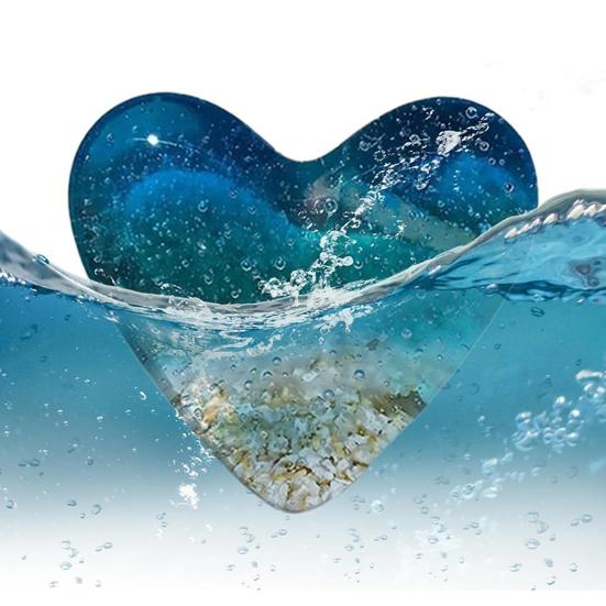 Glass Beach Pocket Heart Sea Inspired Heart Ornament Fused Glass Heart Pocket Token Keepsake Pocket Hug Heart Gift for Loved Ones
