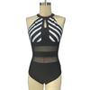 Spring and Summer European and American Fashion Sexy Striped Printed Mesh One-piece Swimsuit Women's Bikini Swimsuit