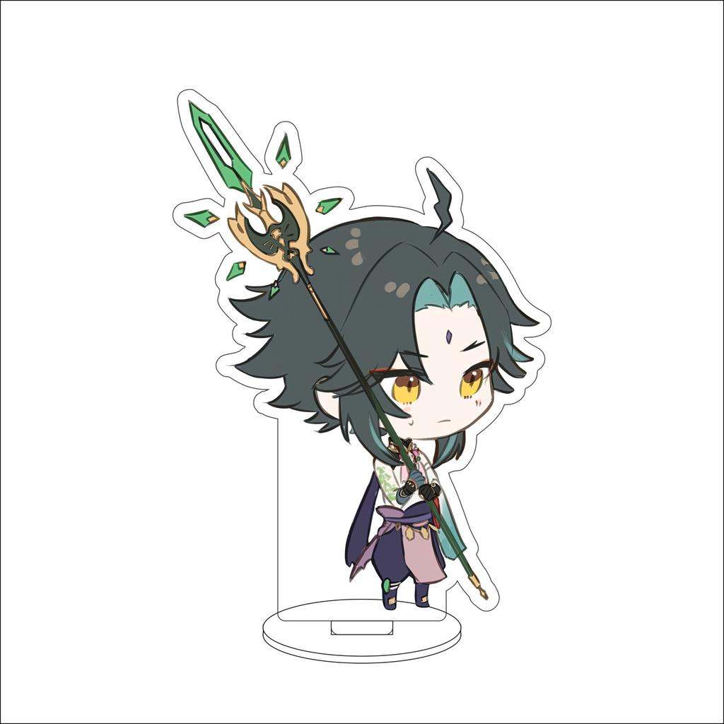10CM Anime Genshin Impact Figure Stand Model Xiao Cute Desk Decor Standing Sign Gifts