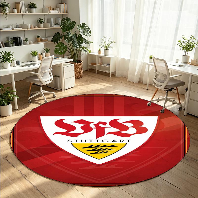 VfB Stuttgart Printed Round Crystal Velvet Rug Soft Non Slip Floor Carpet For Bedroom Holiday Gift