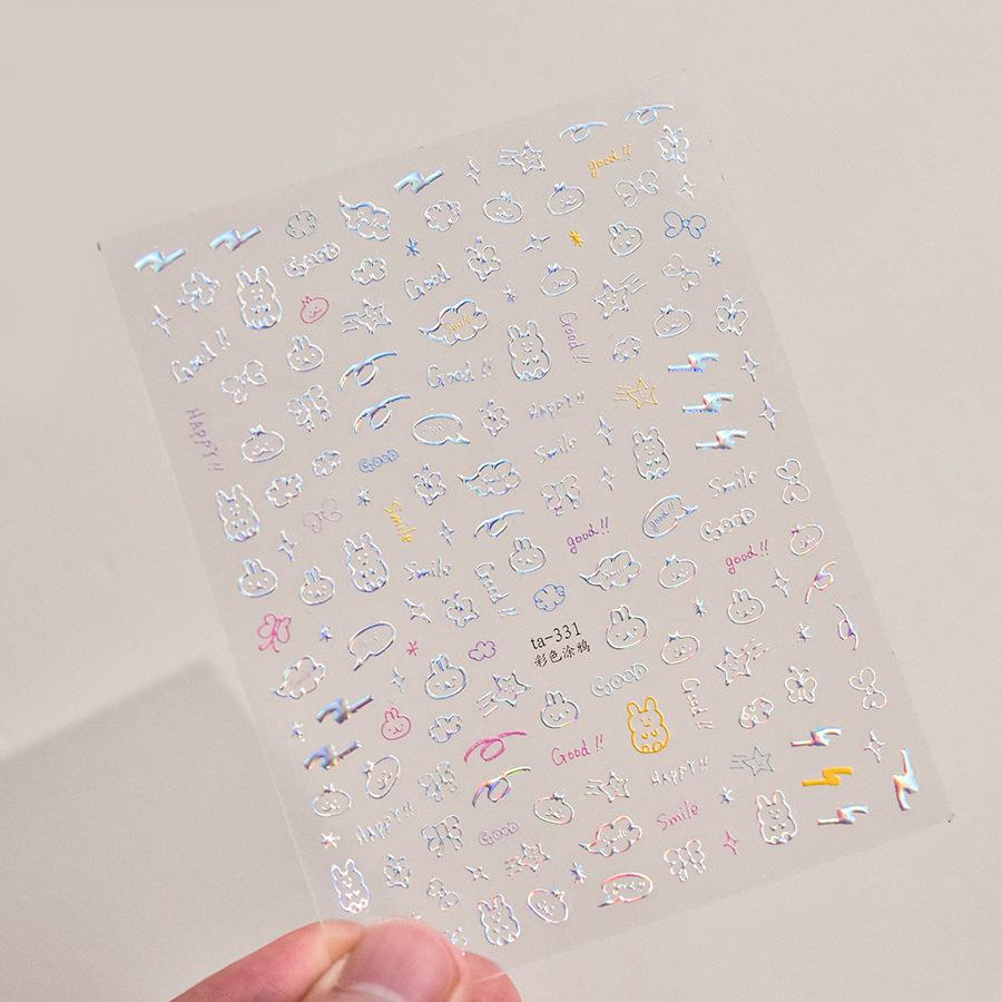 Embossed Color Graffiti Nail Art Sticker Vintage DIY Making Creative Decorative Stickers