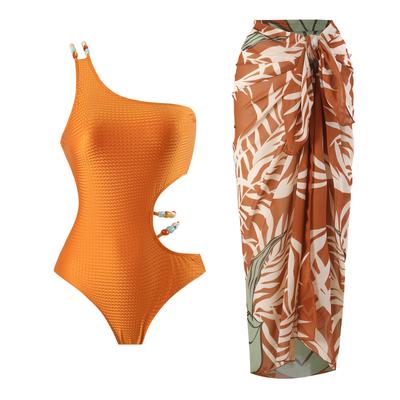 Neuer einteiliger Badeanzug Damen Hot Spring Enganliegend Retro Urlaubs-Badeanzug Chiffon Langer Rock Anzug
