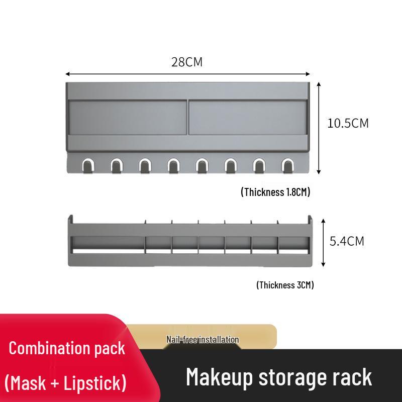 Wandmontierter Badezimmerspiegelschrank mit bohrfreier Aufbewahrung für Kosmetika und Toilettenartikel