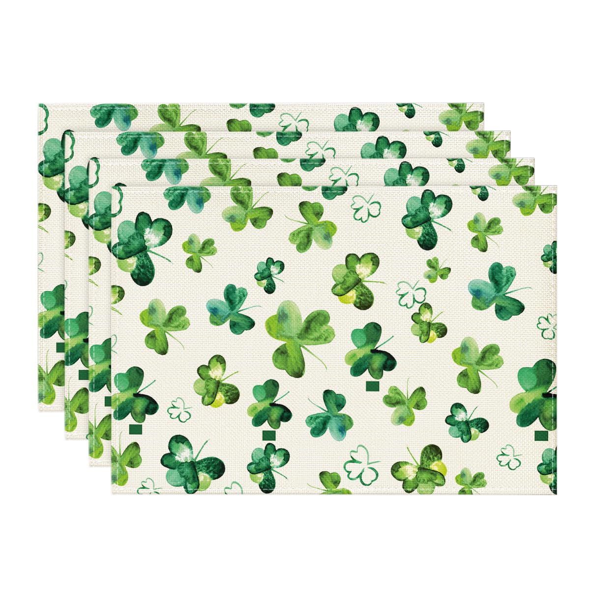 

Lucky Shamrock St. Patrick s Day Placemats Set of 6, 12x18 Inch Seasonal Spring Table Mats for Party Kitchen Dining Decoration 12 x 18 , Rectangular 4 Pcs