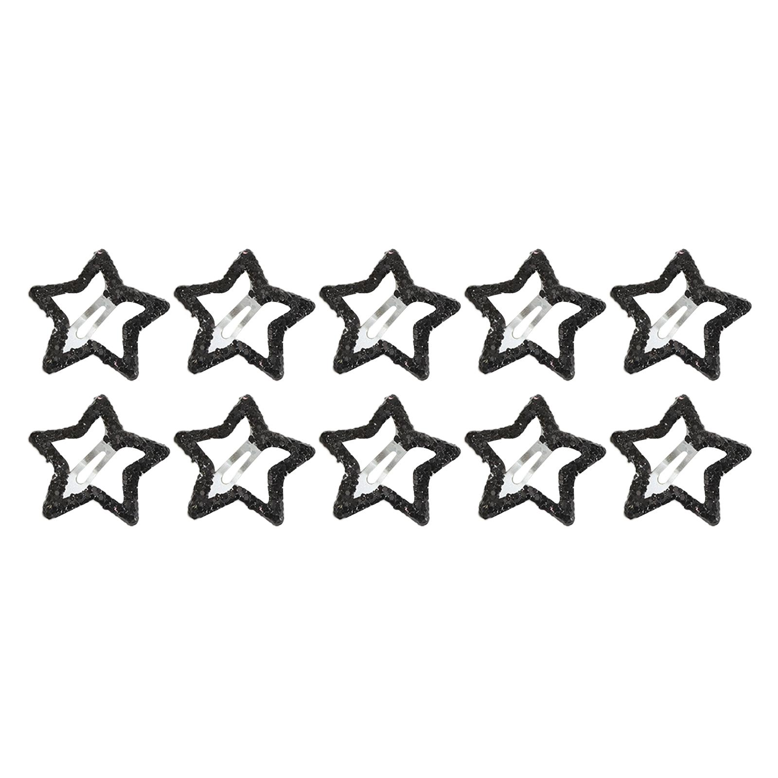 

10PCS Sequins Star Hair Clip Set for Women Alloy Snap Clip Hair Styling Accessories Aesthetics Hair Barrettes for Female чёрный