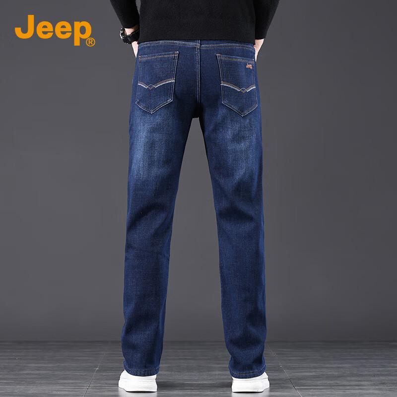 JEEP Men's Fleece-Lined Loose Straight Jeans