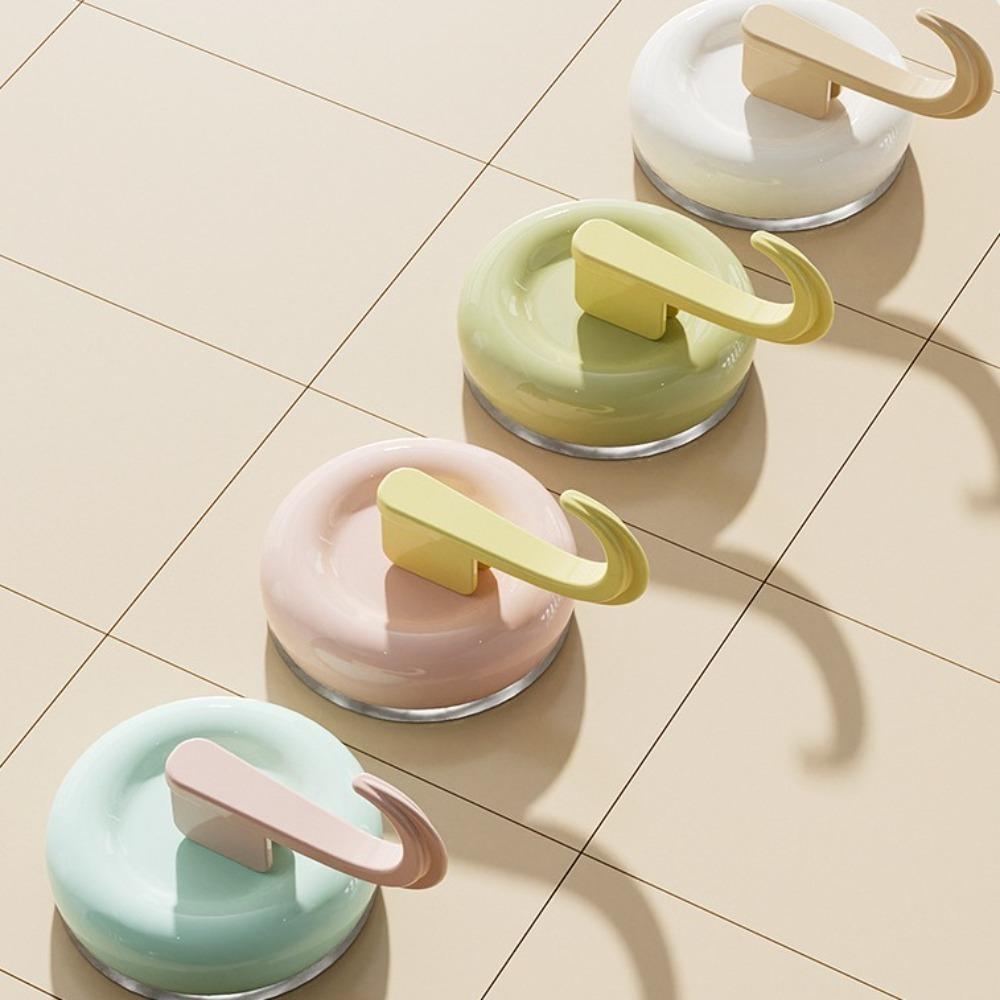 

4pcs Punch-free Vacuum Suction Cup Hook Colorful Door Hooks Waterproof Wall Hanger Kitchen 4Pcs рожевий