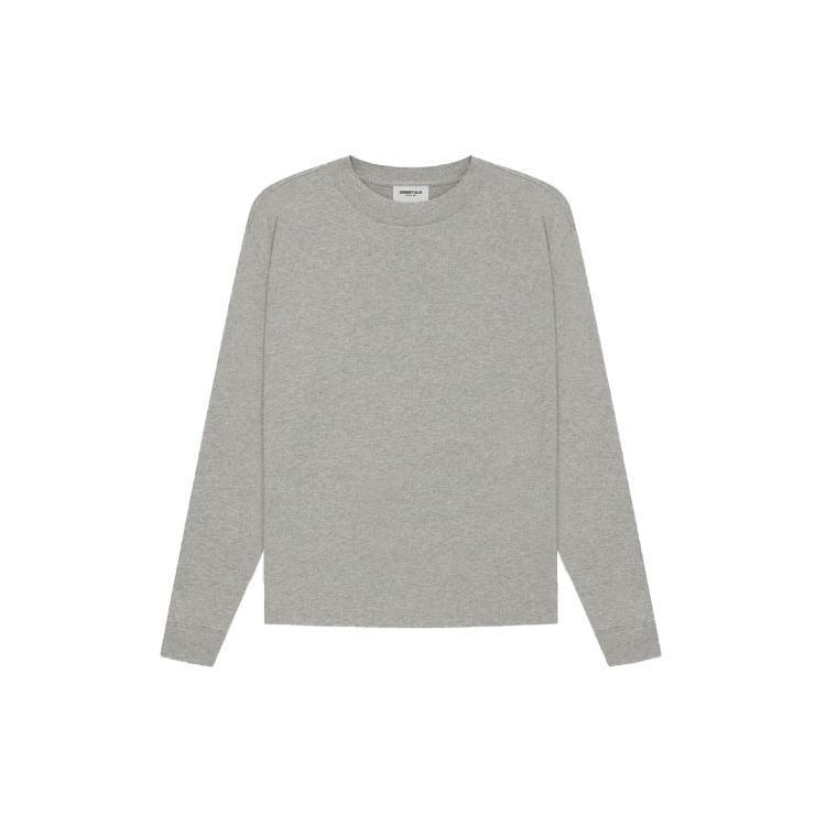 Fear of God Essentials SS21 Long Sleeve Tee Unisex Tops Dark-Heather-Oatmeal FOG-SS21-614