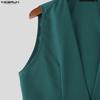 INCERUN Two Pieces Men V Neck Thin Sleeveless Vest and Pleated Shorts Clothing Sets