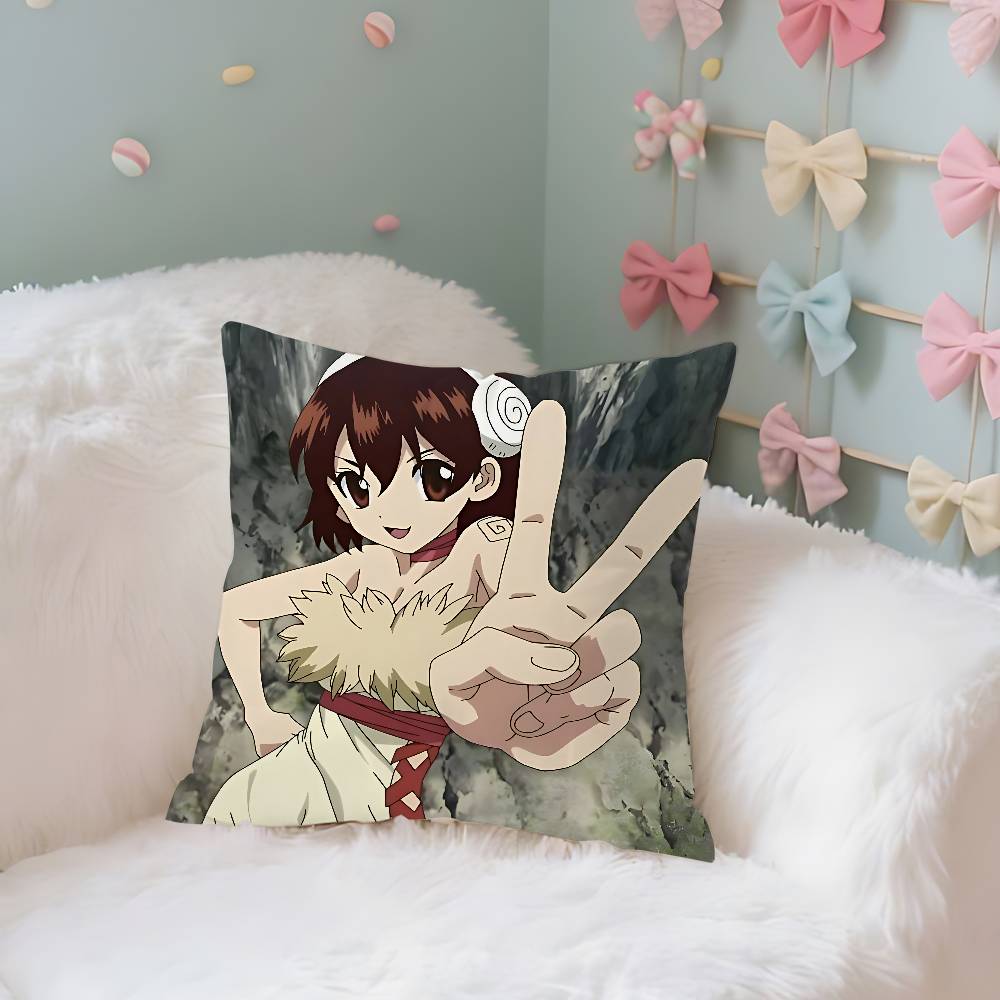 Dr. Stone Case Plush Fabric Soft Pillowcase Double Sided Print Cushion Cover Household Gifts