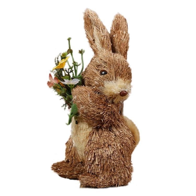 

Handcrafted Straw Bunnies Decors Decoration Perfect for Easter Celebration Spring Home Decors Display 1